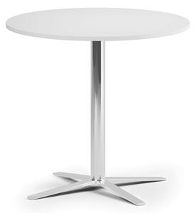Konferenčný stolík AURA, priemer 60 cm, chróm podnož, biela