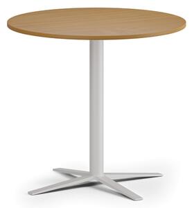 Konferenčný stolík AURA, priemer 80 cm, biela podnož, buk
