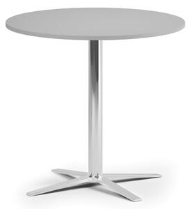 Konferenčný stolík AURA, priemer 80 cm, chróm podnož, sivá