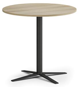 Konferenčný stolík AURA, priemer 60 cm, čierna podnož, dub prírodný
