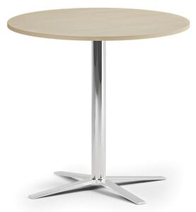 Konferenčný stolík AURA, priemer 60 cm, chróm podnož, breza