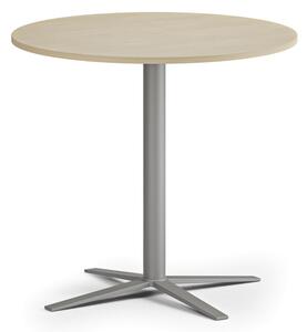 Konferenčný stolík AURA, priemer 80 cm, sivostrieborná podnož, breza