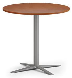 Konferenčný stolík AURA, priemer 80 cm, sivostrieborná podnož, čerešňa