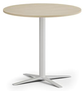 Konferenčný stolík AURA, priemer 60 cm, biela podnož, breza