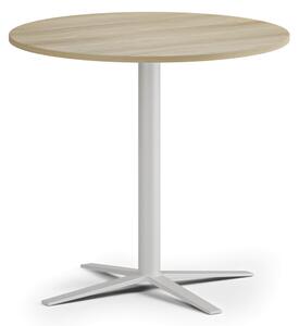 Konferenčný stolík AURA, priemer 60 cm, biela podnož, dub prírodný