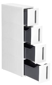 SONGMICS Pojízdný úzky regál 4 zásuvky 17 x 84 cm biela šedá