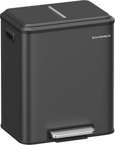 SONGMICS Kôš na triedený odpad 2 x 15 l čierna