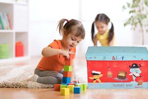ViaDomo Via Domo - Detský box na hračky Pace - červená/modrá - 60x35x30 cm