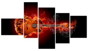 Obraz horiace gitara (Obraz 150x85cm)