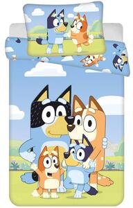 Obliečky do detskej postieľky Bluey - motív Šťastná rodinka - 100% bavlna - 100x135 cm + 40x60 cm