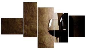 Fľaša vína - moderný obraz (Obraz 150x85cm)