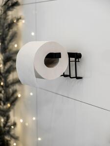 WENKO Držiak toaletného papiera BEZ VŔTANIA Classic Plus čierny 8x15x10 cm