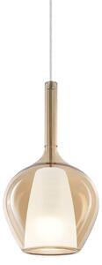 Ideal Lux závesné svietidlo Kalique 1, jantárová, Ø 18 cm, Krémová / jantárovo žltá, Obývacia izba / jedáleň, Plast, Moderný, Závesné svietidlo