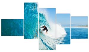 Surfer na vlne - moderný obraz (Obraz 150x85cm)