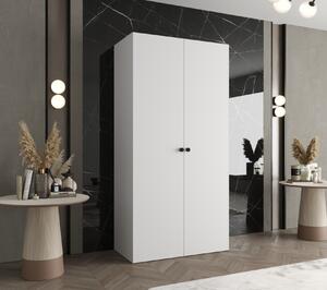 Elegantná šatníková skriňa CAITIR 1 100 cm - biela / čierne úchyty