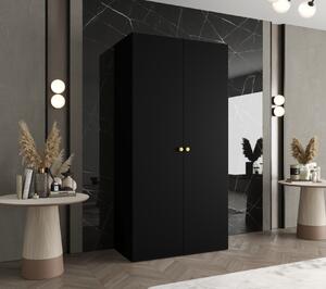 Elegantná šatníková skriňa CAITIR 1 100 cm - čierna / zlaté úchyty