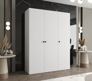 Elegantná šatníková skriňa CAITIR 1 150 cm - biela / čierne úchyty
