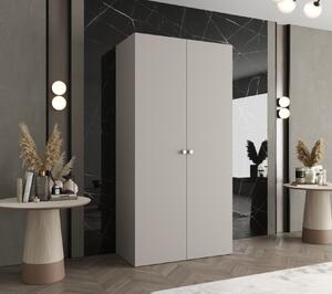 Elegantná šatníková skriňa CAITIR 1 100 cm - kašmír / strieborné úchyty