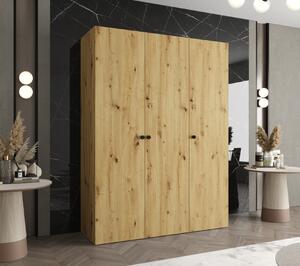 Elegantná šatníková skriňa CAITIR 1 150 cm - dub artisan / čierne úchyty