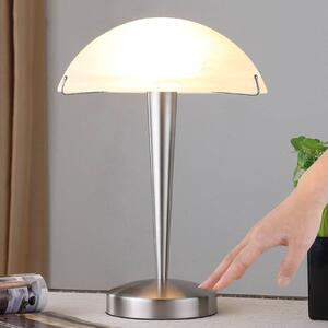Stolná lampa Viola dotykový vypínač matný nikel, Biela / opálová, Spálňa, kov, Moderný, Stojacie svietidlo