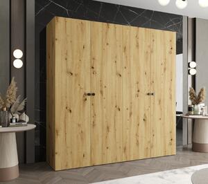 Elegantná šatníková skriňa CAITIR 1 200 cm - dub artisan / čierne úchyty