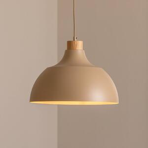 Envostar závesné svietidlo Kaitt, piesková farba, Ø 34 cm, drevený detail, Hnedá / hrdzavá, Obývacia izba / jedáleň, kov, Škandinávsky, Závesné svietidlo