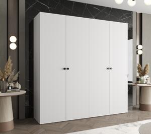 Elegantná šatníková skriňa CAITIR 1 200 cm - biela / čierne úchyty
