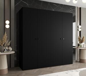 Elegantná šatníková skriňa CAITIR 1 200 cm - čierna / čierne úchyty