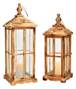 Lampy Tiffany Svietnik sada - drevený lampáš 1501