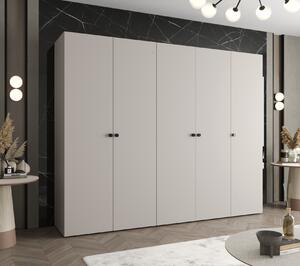 Elegantná šatníková skriňa CAITIR 1 250 cm - kašmír / čierne úchyty