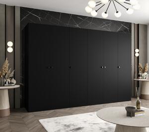 Elegantná šatníková skriňa CAITIR 1 300 cm - čierna / čierne úchyty