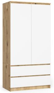 Ak furniture Šatníková skriňa Star 90 cm dub artisan/biela