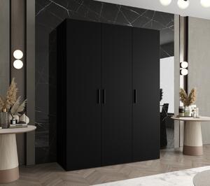 Priestranná šatníková skriňa HELMA 1 150 cm - čierna / čierne úchyty
