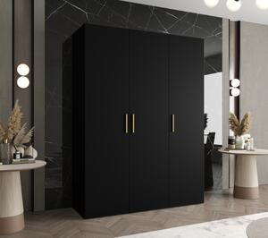 Priestranná šatníková skriňa HELMA 1 150 cm - čierna / zlaté úchyty