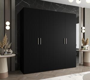 Priestranná šatníková skriňa HELMA 1 200 cm - čierna / strieborné úchyty