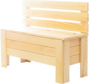 STOLMAK Záhradný drevený box 111 l 71x54x29 cm prírodný, masívna borovica, box na podušky, úložná lavica