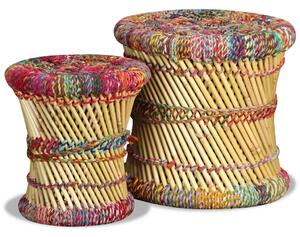 Stoličky s prvkami chindi 2 ks, rôznofarebné, bambus