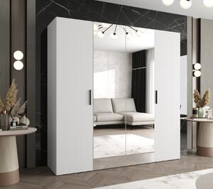 Šatníková skriňa so zrkadlami HELMA 2 200 cm - biela / čierne úchyty
