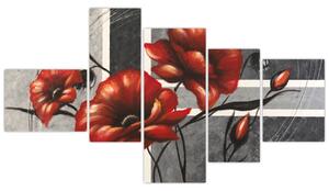 Abstraktný obraz kvetín (Obraz 150x85cm)