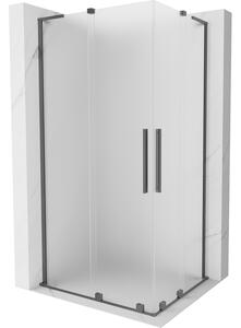 Mexen Velar L Duo, sprchový kút s posuvnými dverami 90 x 80 cm, 8mm sklo námraza, brúsený grafit, 871-090-080-02-33-95