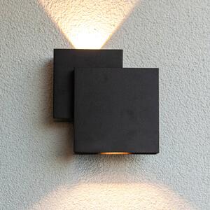 LUTEC Vonkajšie nástenné LED svietidlo RIALTO, čierne, 20 cm, IP44, smerom nahor/nadol, Čierna, Hliník, Moderný, Nástenné svietidlo