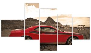 Červené auto - obraz (Obraz 150x85cm)