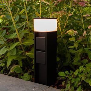 LED stojacie svietidlo MAINS, čierne, 37 cm, IP54, 2 zásuvky, Čierna, Hliník, Moderný, Vonkajčie stĺpové osvetlenie