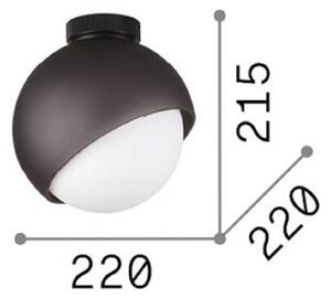 IDEAL LUX Stropné svietidlo Bloom, Ø 22 cm, čierne, kov/sklo, Čierna, Obývacia izba / jedáleň, kov, Moderný, Stropné svetlo polkruhové s priestorom