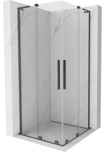 Mexen Velar L Duo, sprchový kút s posuvnými dverami 90 x 90 cm, 8mm číre sklo, brúsený grafit, 871-090-090-02-03-95
