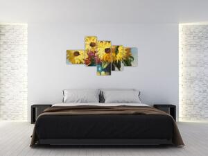 Obraz kvetov vo váze (Obraz 150x85cm)