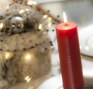 Červená adventná sviečka s číslami Unipar, doba horenia 70 h