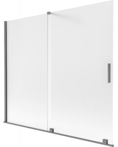 Mexen Velar, 2-krídlová posuvná vaňová zástena 180 x 150 cm, 8mm sklo námraza, brúsený grafit, 896-180-000-31-95