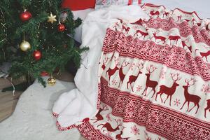 Obojstranná deka JELEN červená