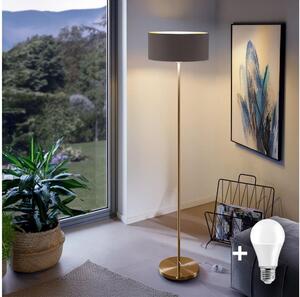 LED stojacia lampa TUNJA 1xE27/20W/230V, priemer 38 cm, zlatá/hnedá